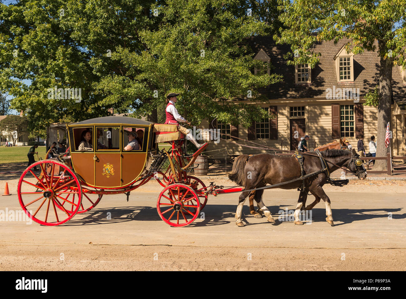 Colonial Williamsburg horse drawn carriage Stock Photo Alamy