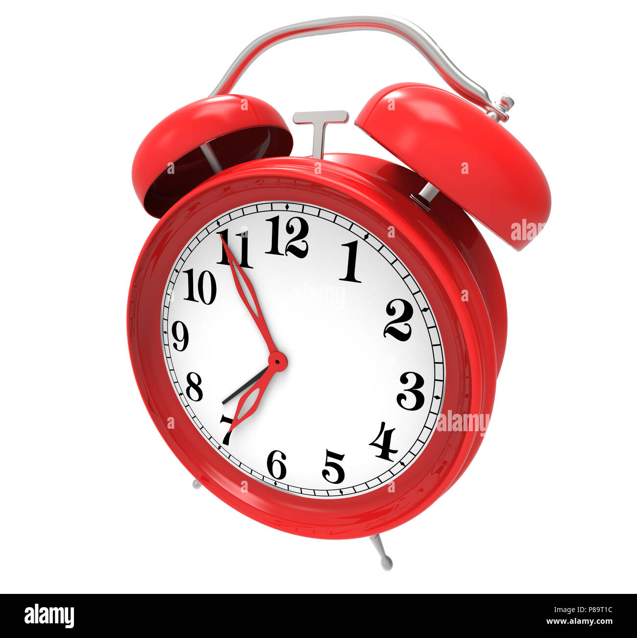 red alarm clock isolated on white background Stock Photo - Alamy