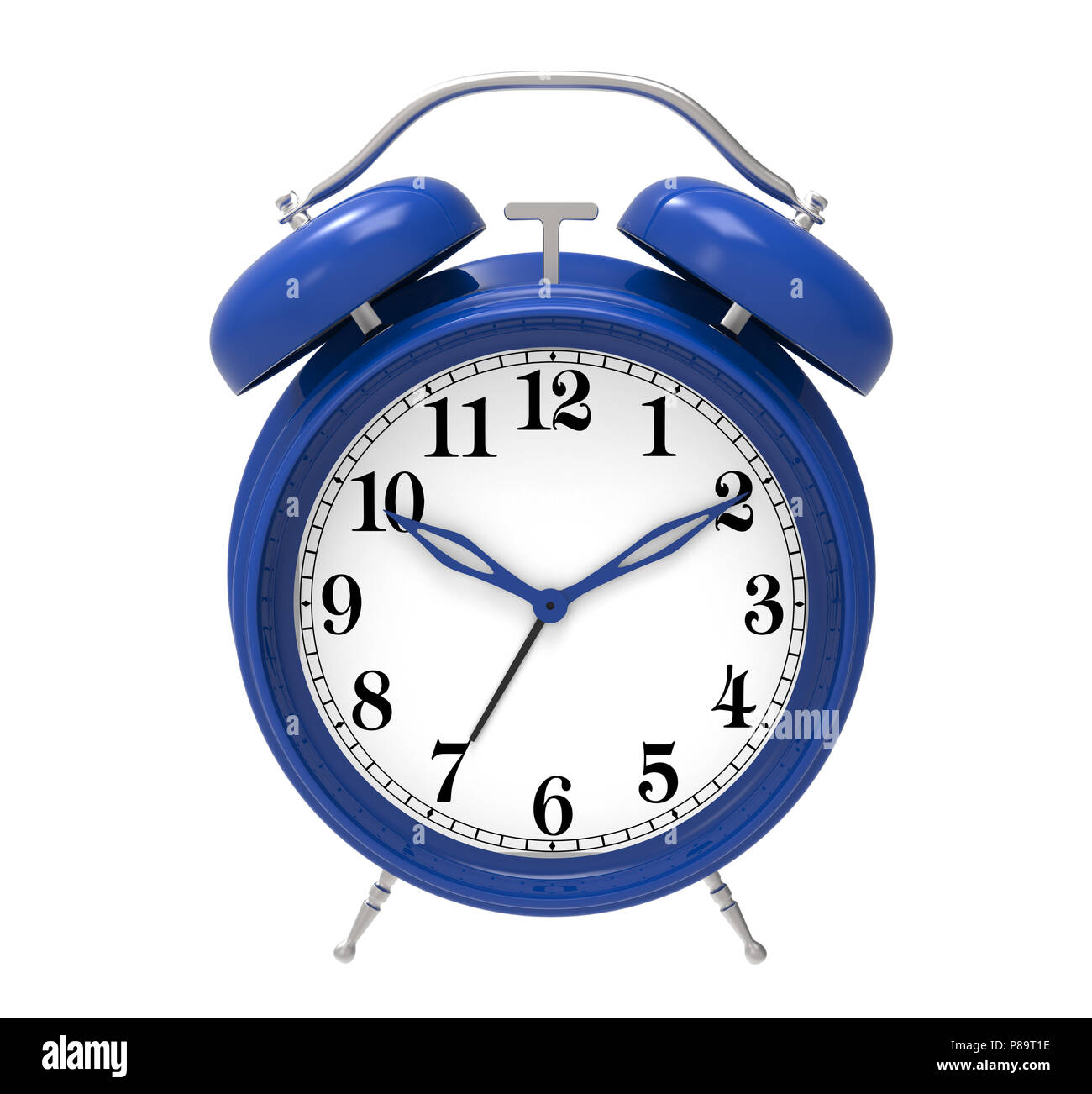 blue alarm clock isolated on white background Stock Photo
