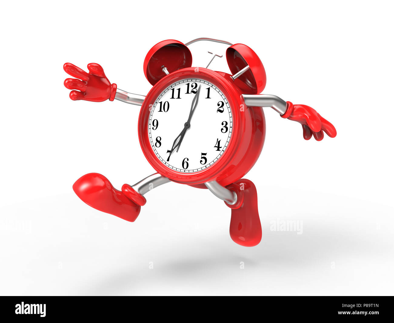 character alarm clock run, isolated on white background Stock Photo Alamy