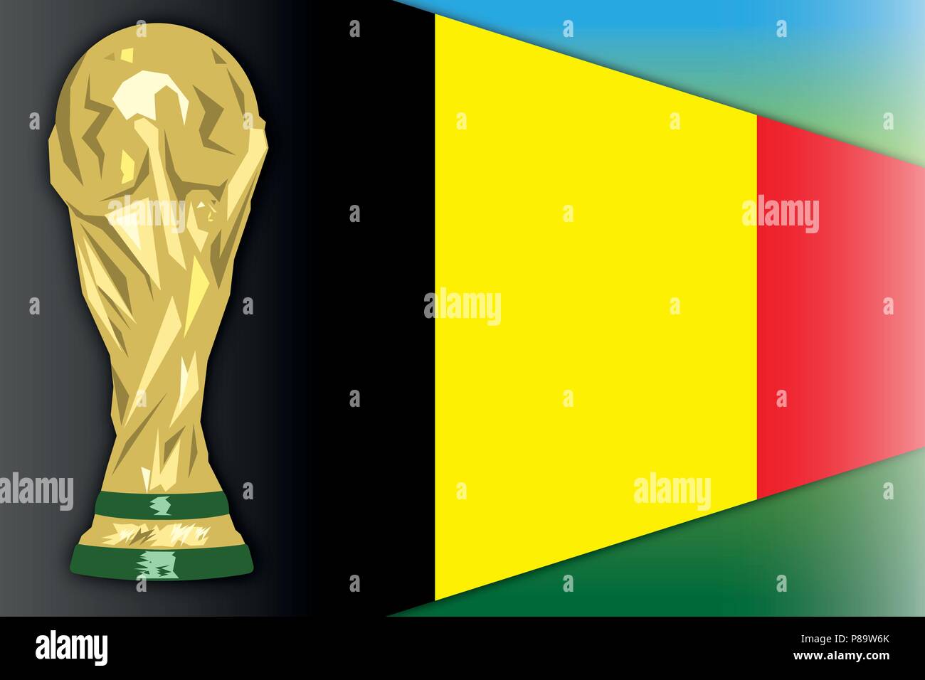 Belgium flag and world cup, Russia 2018, final phase Stock Vector