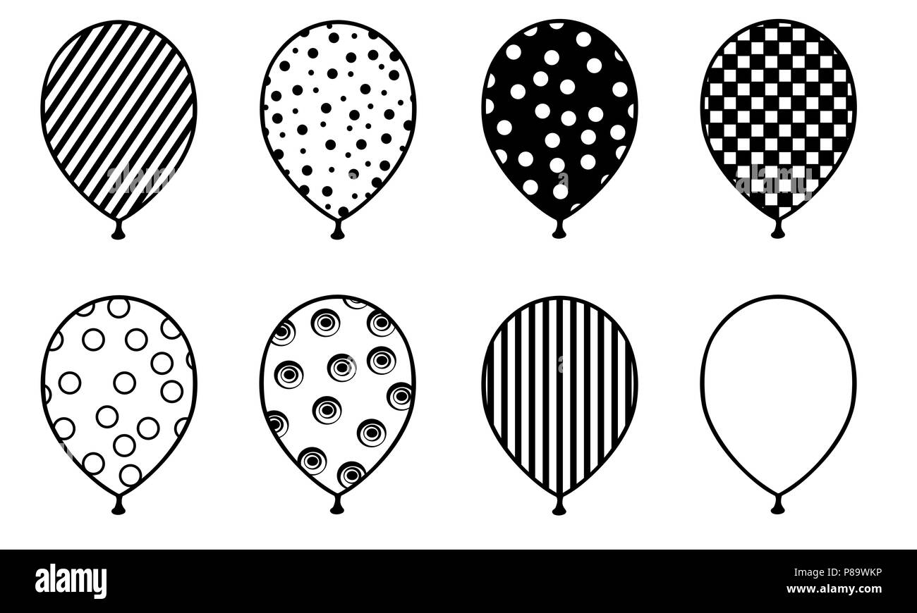 Set of different balloons isolated on white Stock Photo