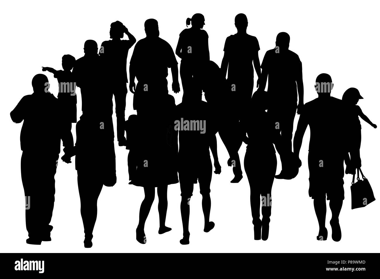 Crowd people walking silhouette hi-res stock photography and images - Alamy
