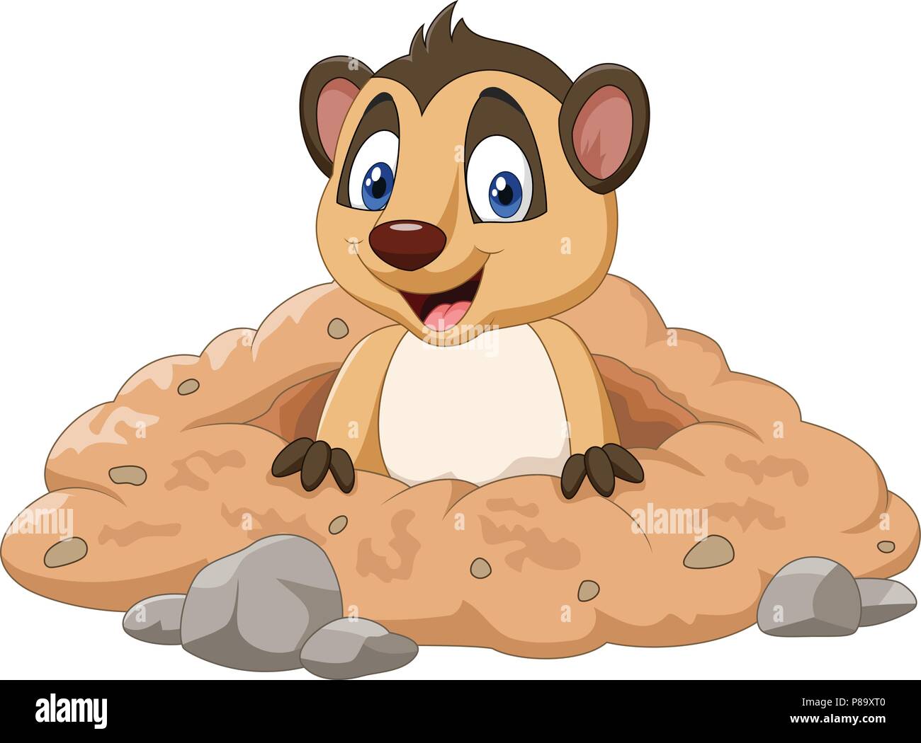 Cartoon meerkat in a hole Stock Vector