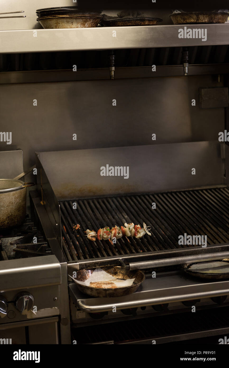 Paneer sticks in a barbecue Stock Photo