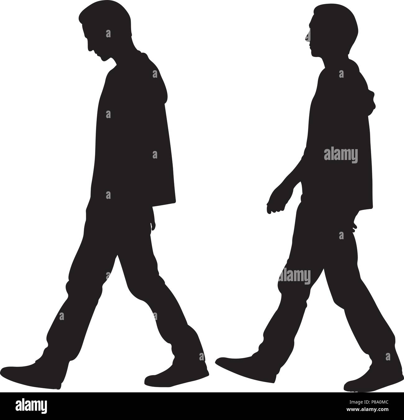 Silhouettes of men walking isolated on white Stock Vector Image & Art ...
