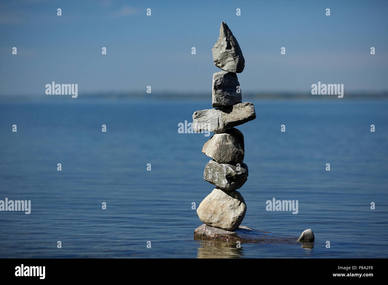 Stone sculpture, Saint Lawrence River, Quebec Province, Canada Stock Photo