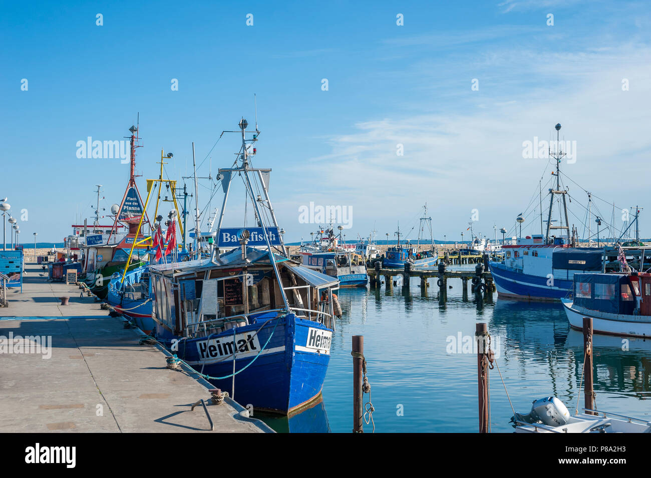 Fishing harbour, Sassnitz, Rügen, Mecklenburg-Western Pomerania, Germany Stock Photo
