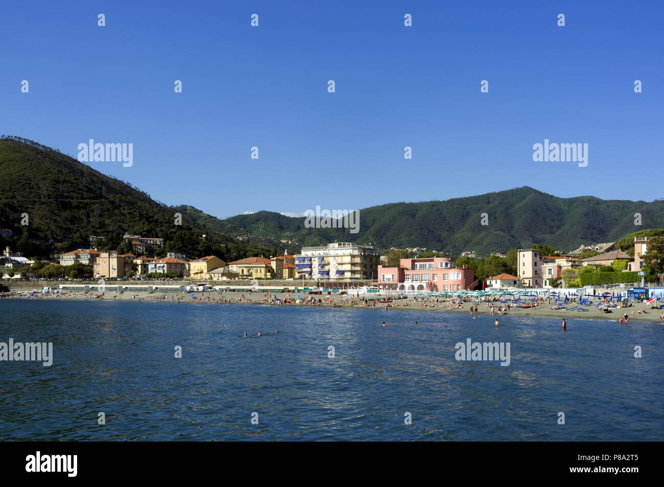 Levanto Beach, Italian Riviera, Cinque Terre National Park, Italy Stock Photo