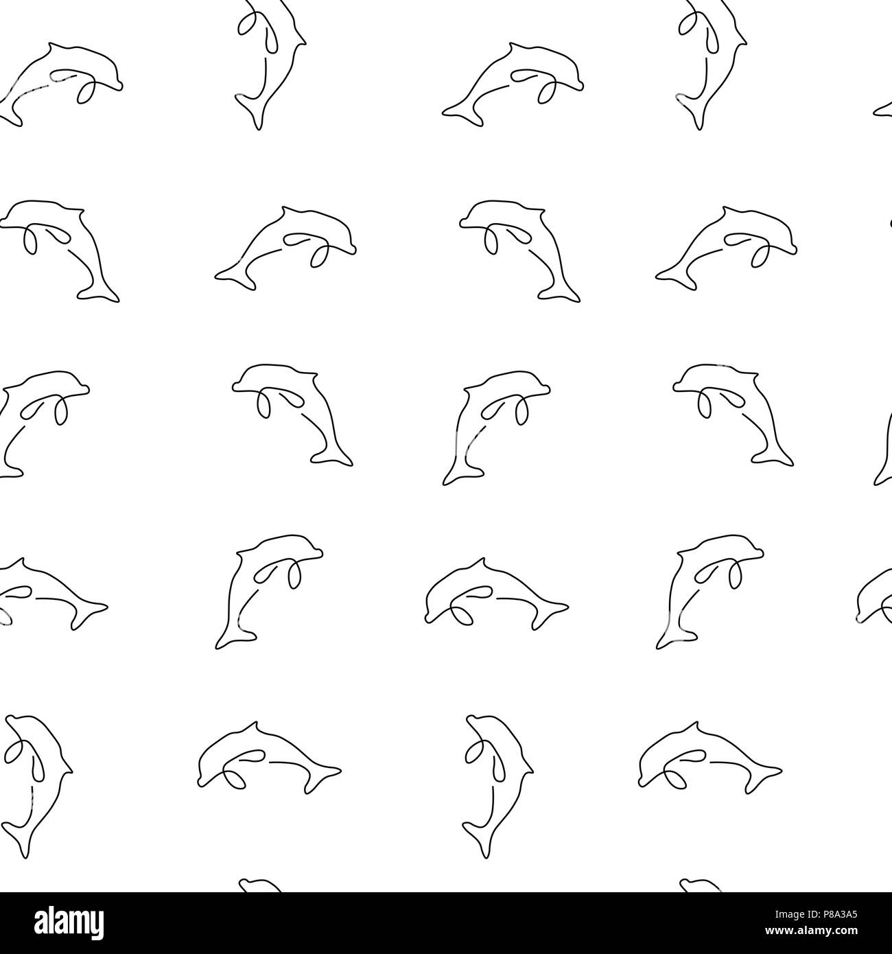 Dolphin animal pattern seamless. Vector illustration. Isolated white ...