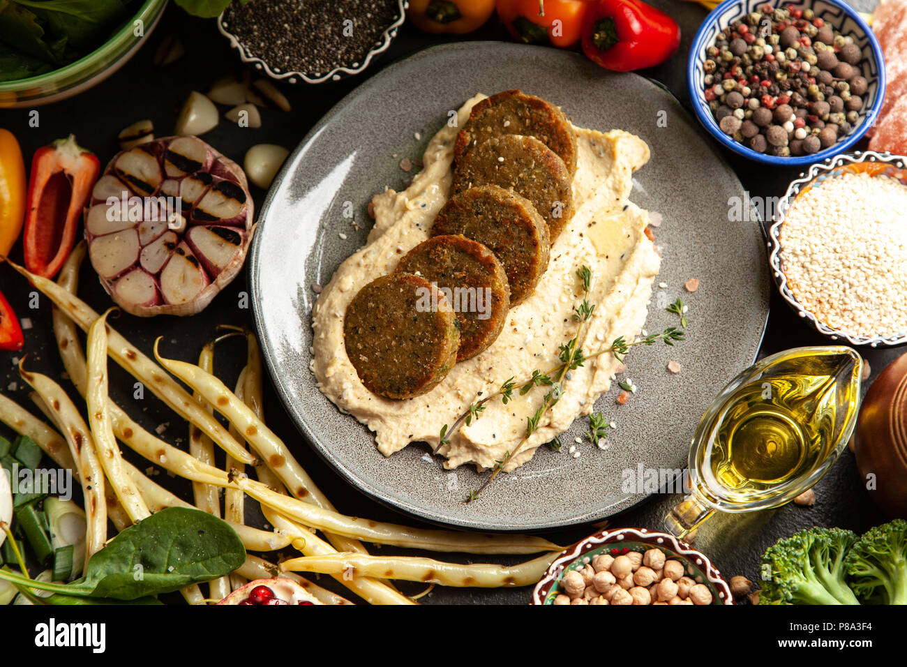 Falafel and hummus Stock Photo Alamy