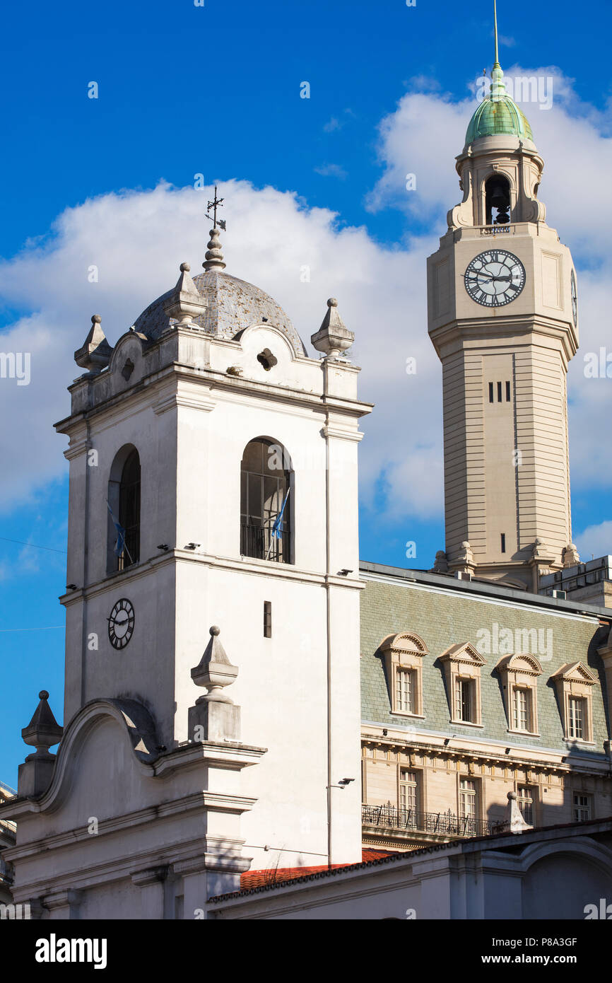 The tower of the Cabildo Museum. Plaza de Mayo, Buenos Aires, Argentina. Stock Photo