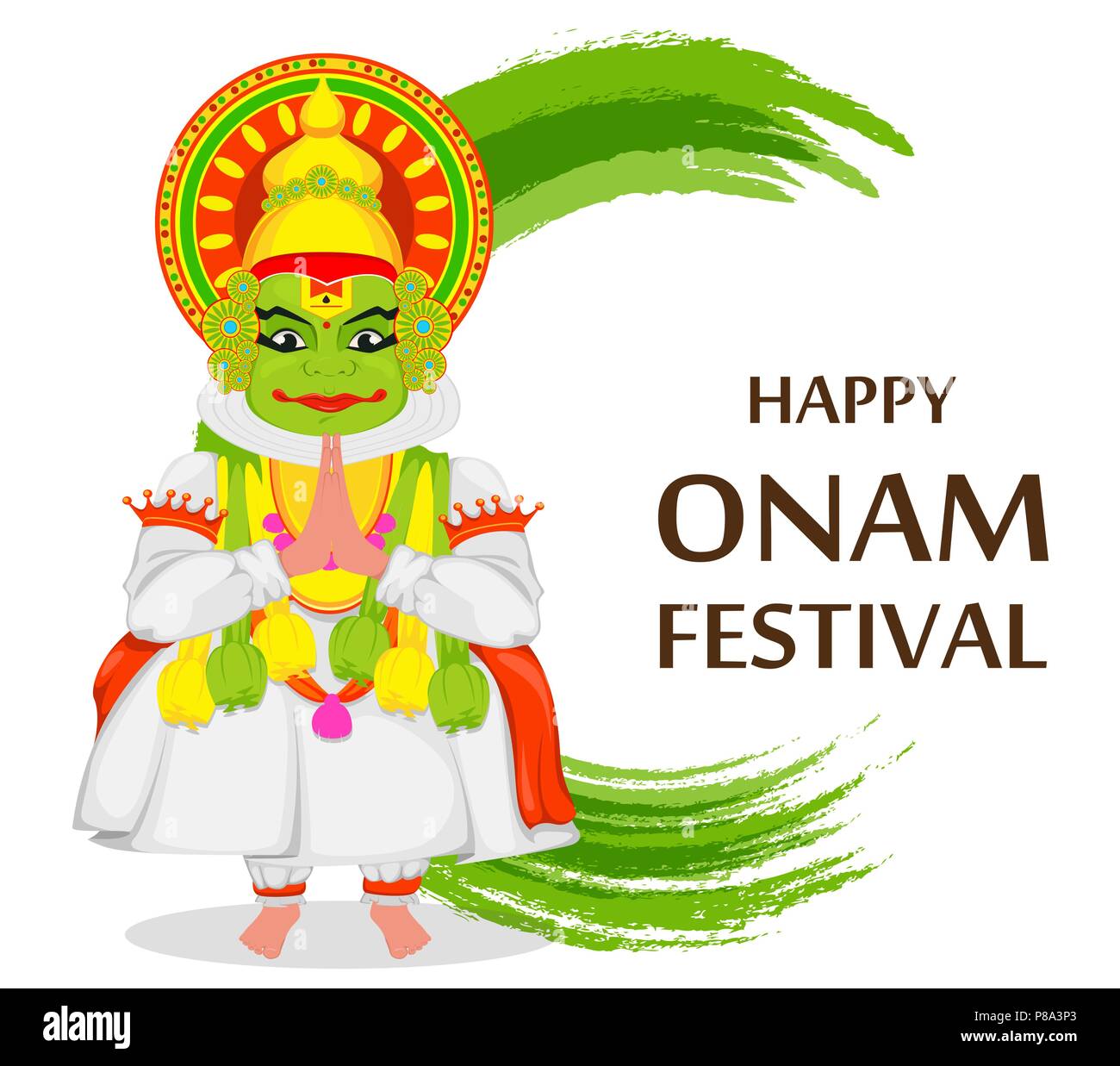 Kathakali dancer. Happy Onam festival of South India Kerala. Colorful  vector illustration Stock Vector Image & Art - Alamy