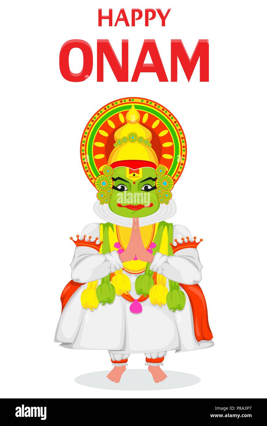Kathakali dancer. Happy Onam festival of South India Kerala. Vector  illustration on white background Stock Vector Image & Art - Alamy