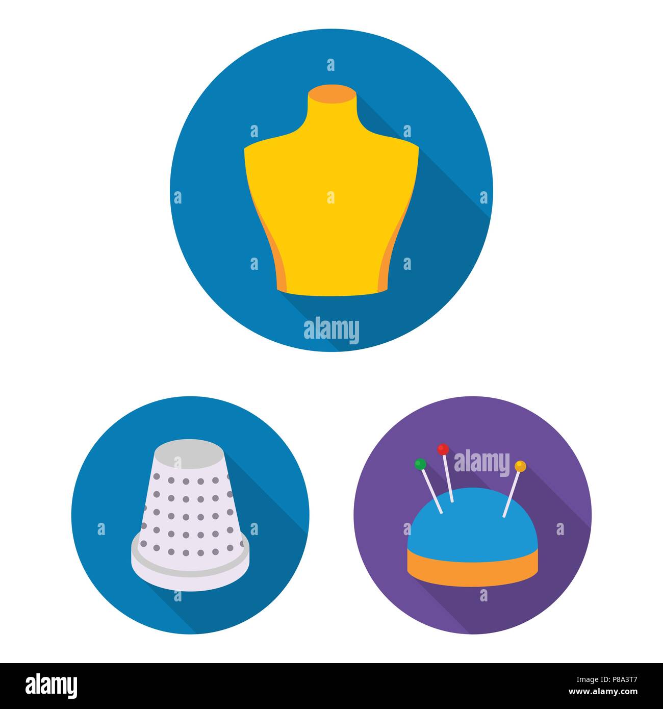 Atelier and sewing flat icons in set collection for design. Equipment ...