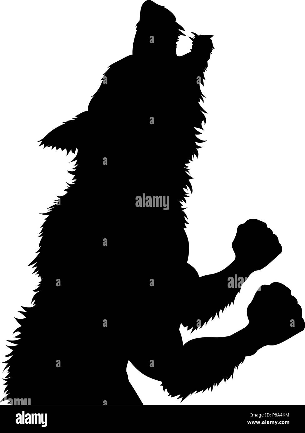 Werewolf Wolfman Halloween Silhouette Stock Vector