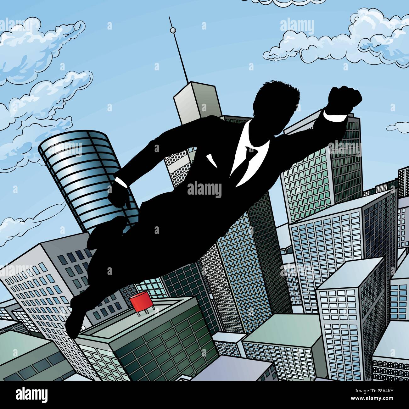 Flying Superhero Businessman Stock Vector