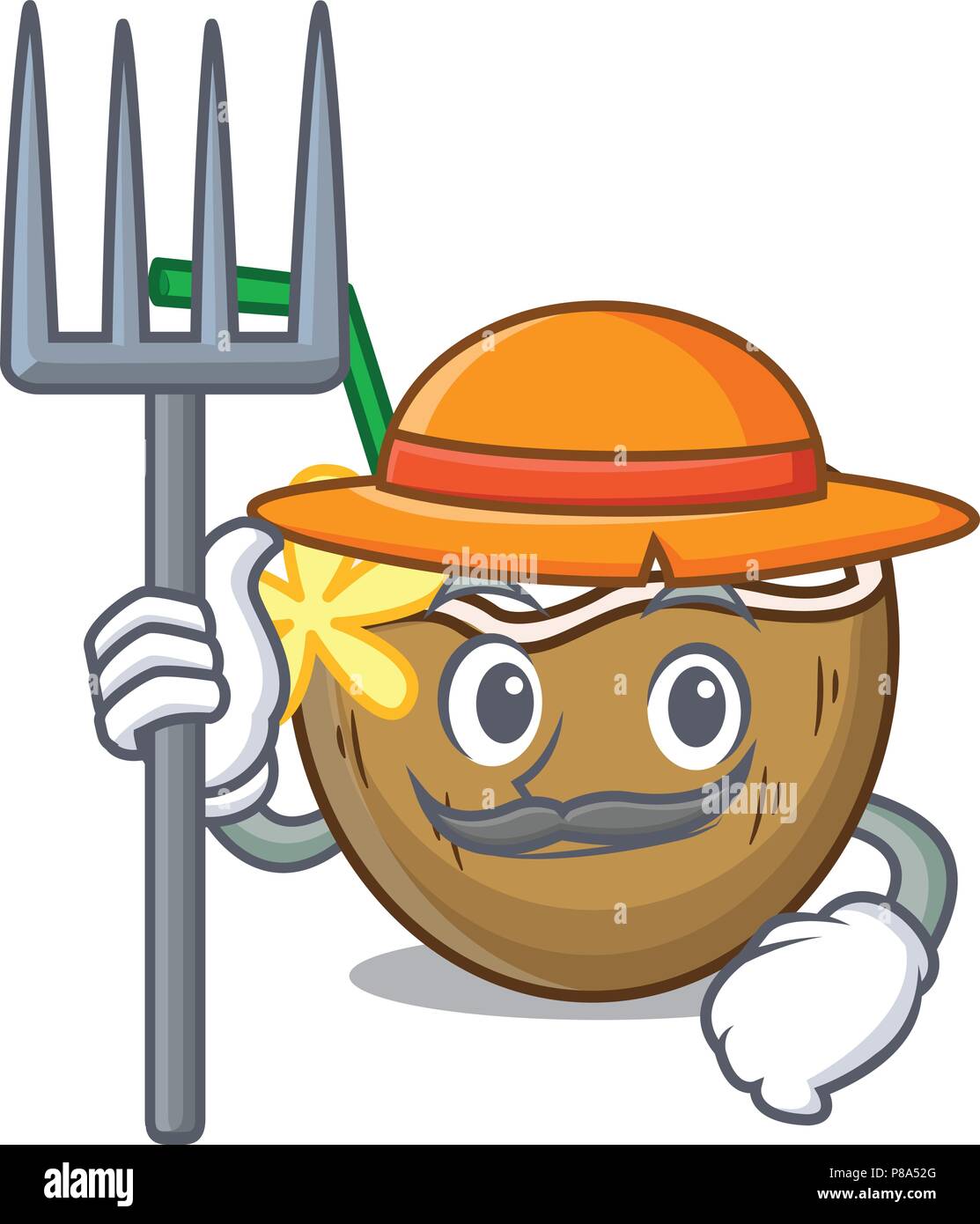 Farmer cocktail coconut character cartoon Stock Vector Image & Art Alamy