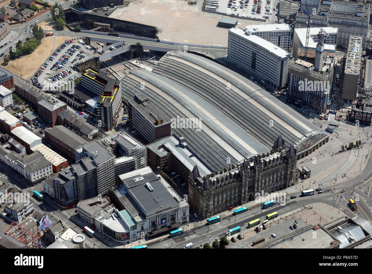 aerial view of Liverpool Lime Street stadium Stock Photo