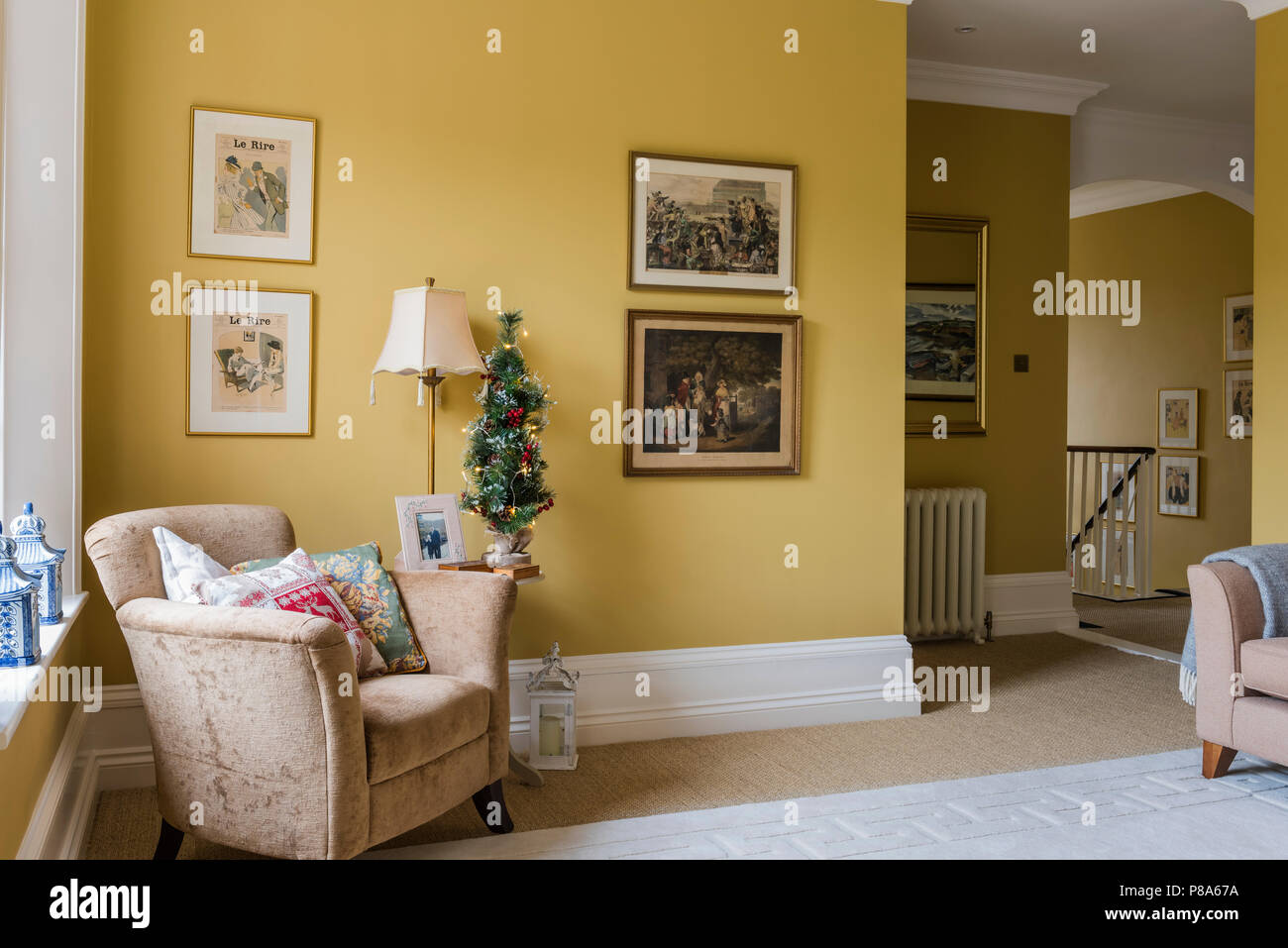 Armchair And Gilt Framed Artwork In Yellow Regency Living