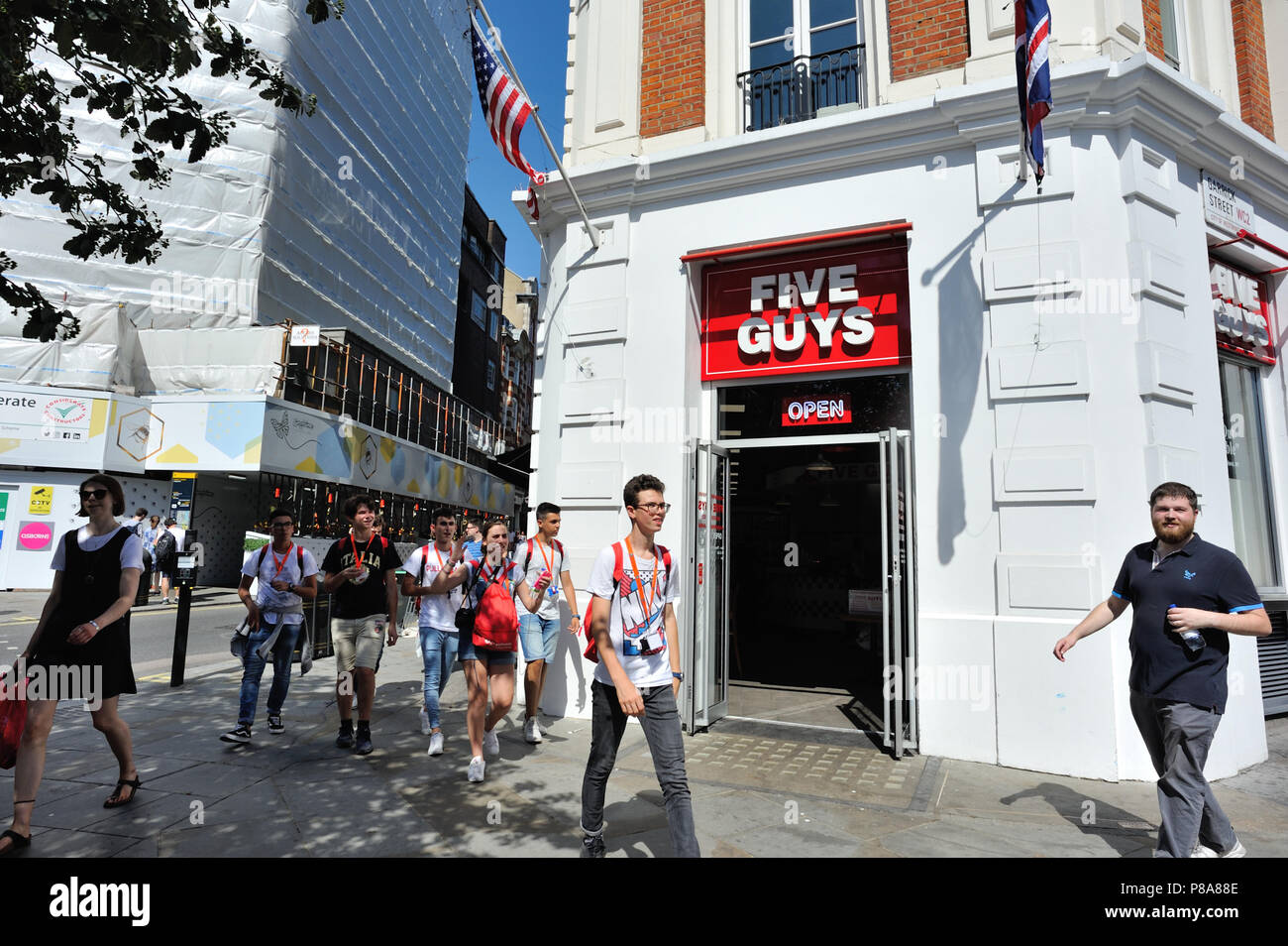 Five Guys Burger Restaurant, Cambridge Circus, London, England, UK