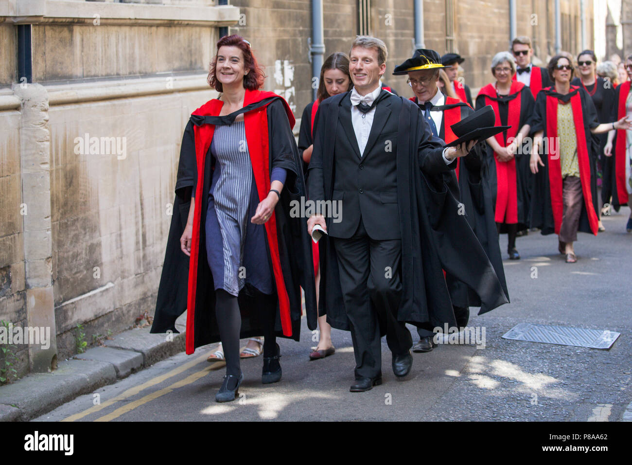 Students from Cambridge University on their way to the Senate House to graduate on Thursday June