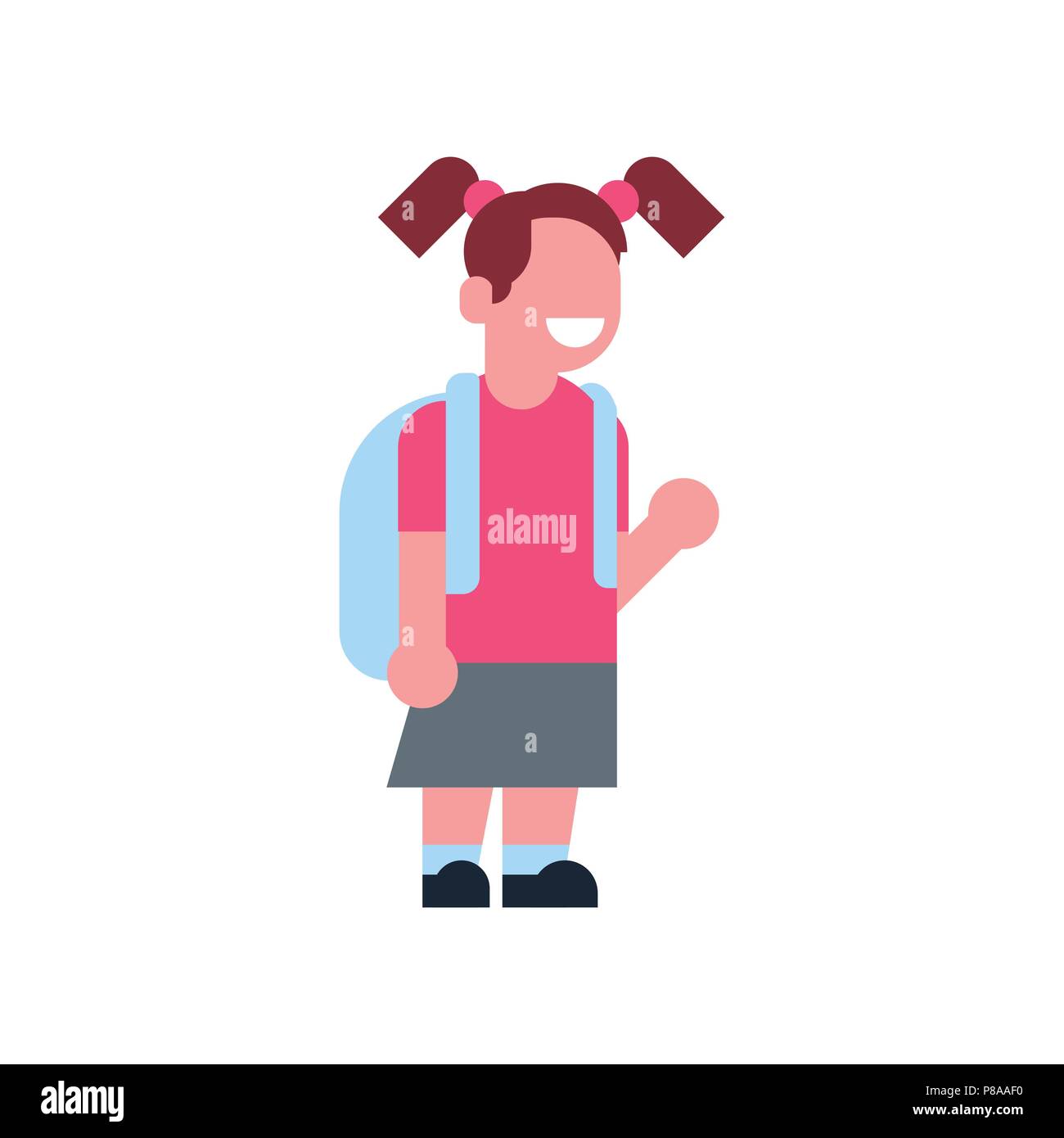 girl backpack school children isolated small primary student over white ...