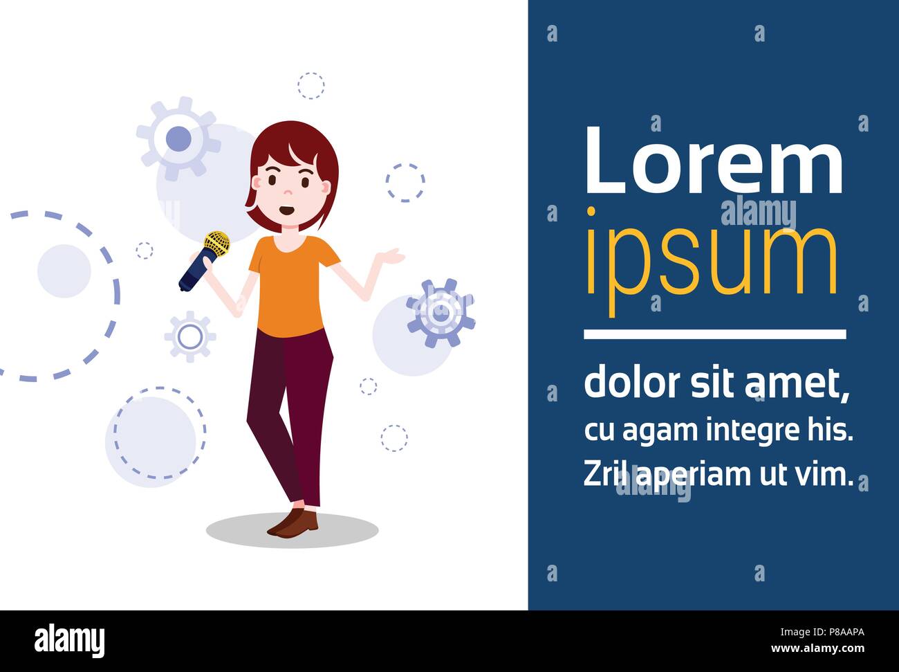 Toastmaster Microphone Full Length Posing Presenter Stock Vector Images - Alamy