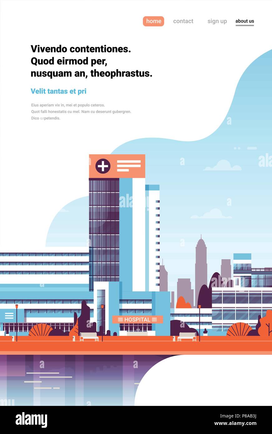 Building Modern Hospital Clinic Exterior Cityscape Background