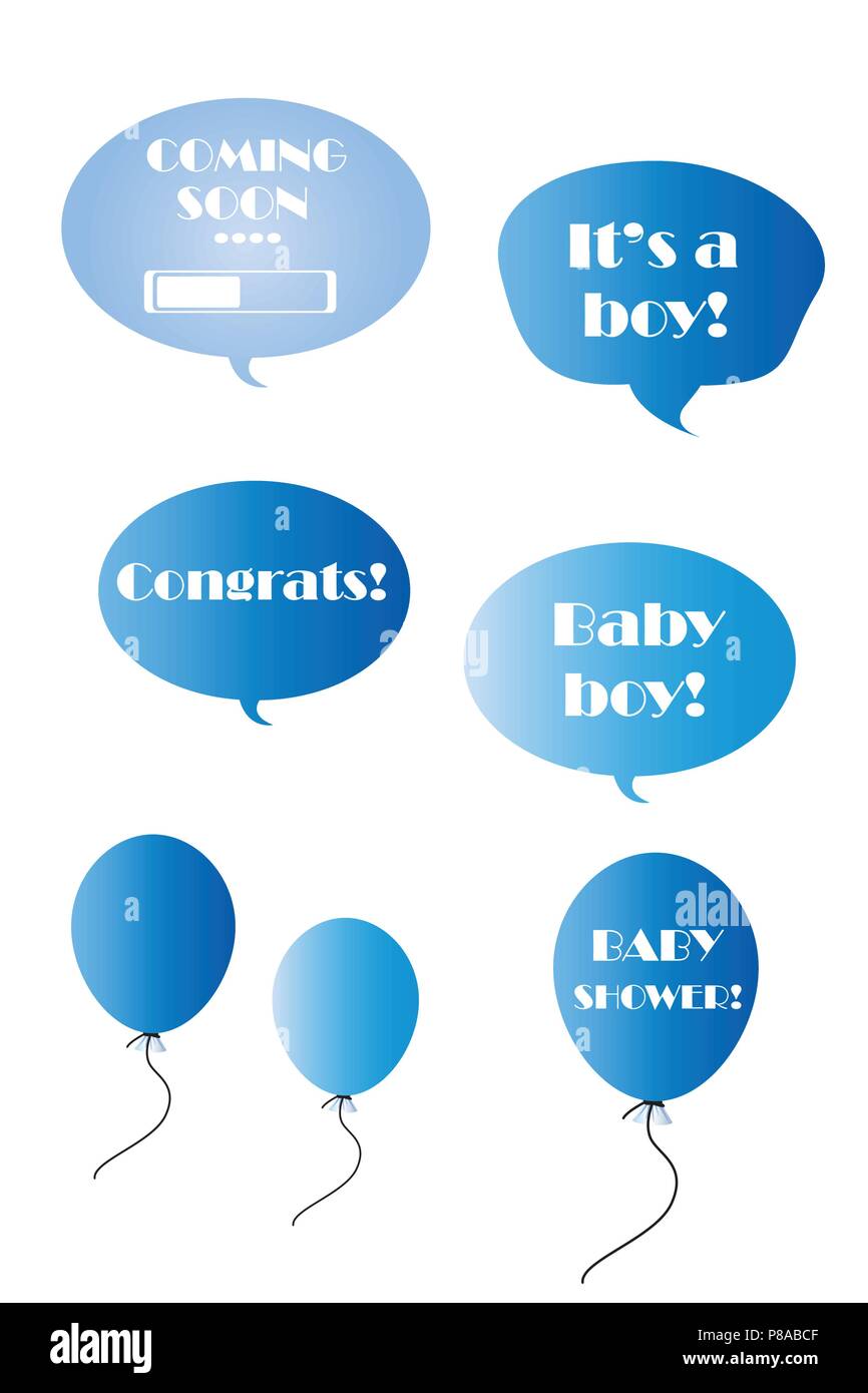 baby boy vector set blue bubbles and balloons Stock Vector Image