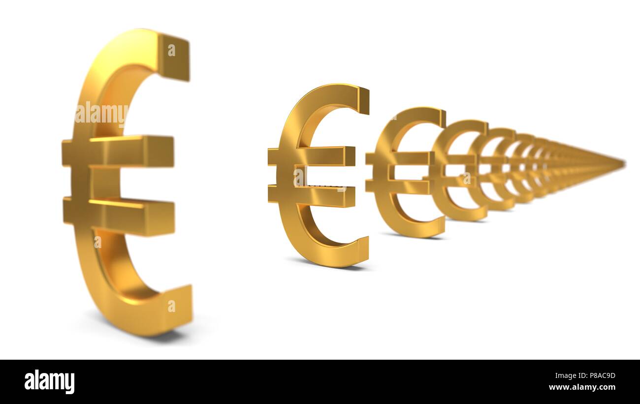 golden euro currencies on white background. 3d illustration Stock Photo ...