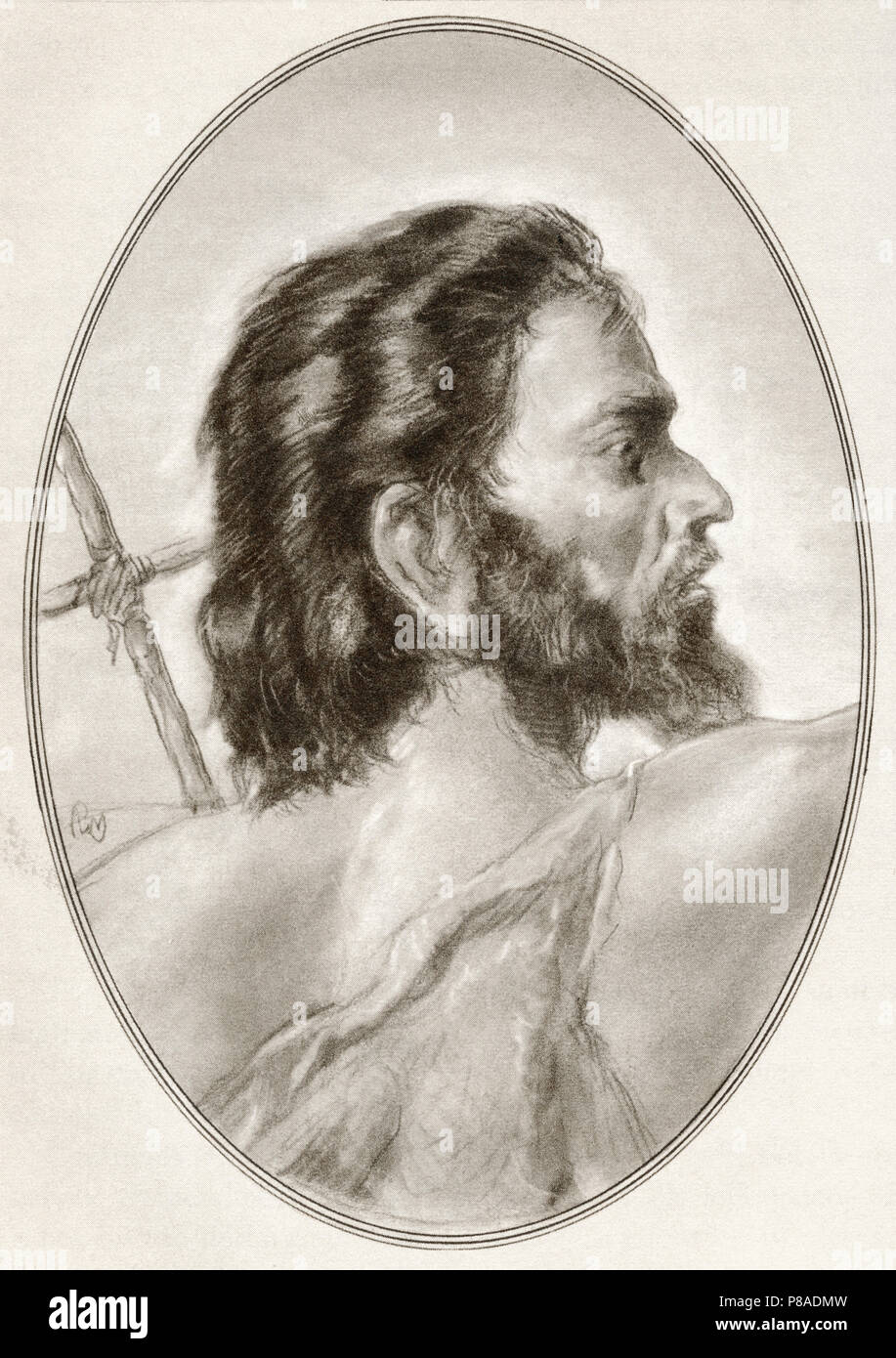 John the Baptist.  Jewish itinerant preacher.  Illustration by Gordon Ross, American artist and illustrator (1873-1946), from Living Biographies of Religious Leaders. Stock Photo
