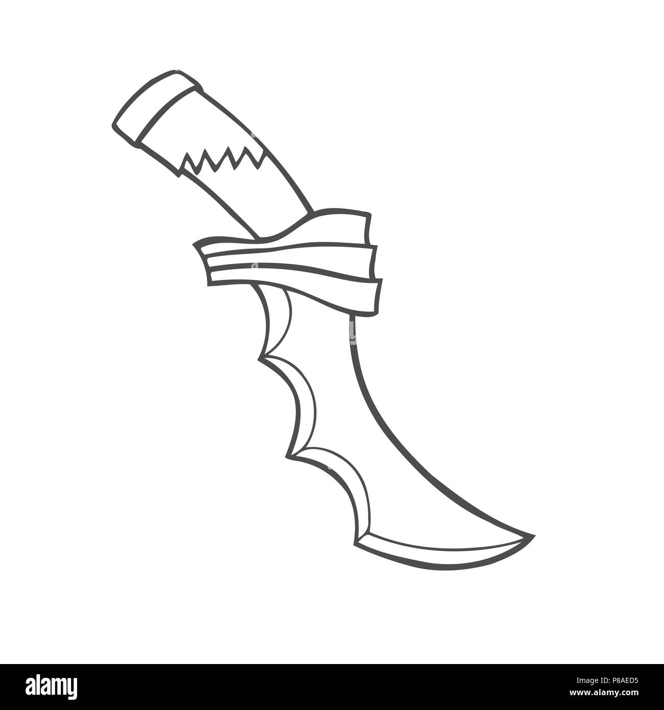 Hand-drawn vintage knife. Sketch edged weapon. Vector illustration Stock Vector