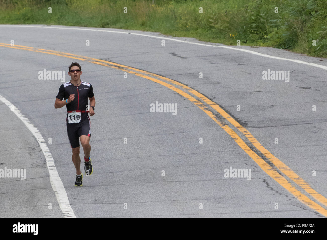 Chris Hague during the first run segment at the 2018 Hague Endurance Festival Duathlon Stock Photo