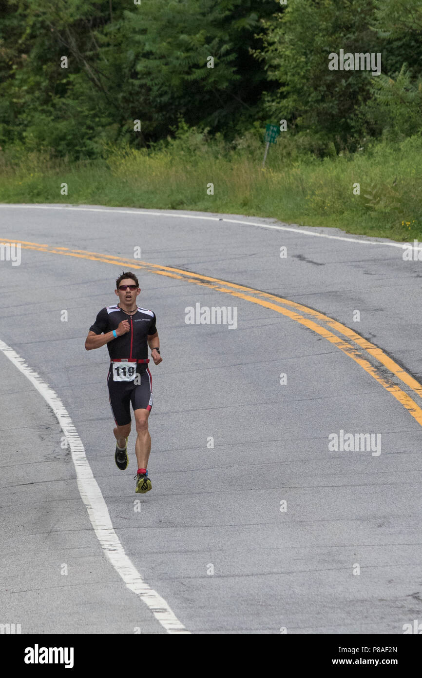 Chris Hague during the first run segment at the 2018 Hague Endurance Festival Duathlon Stock Photo