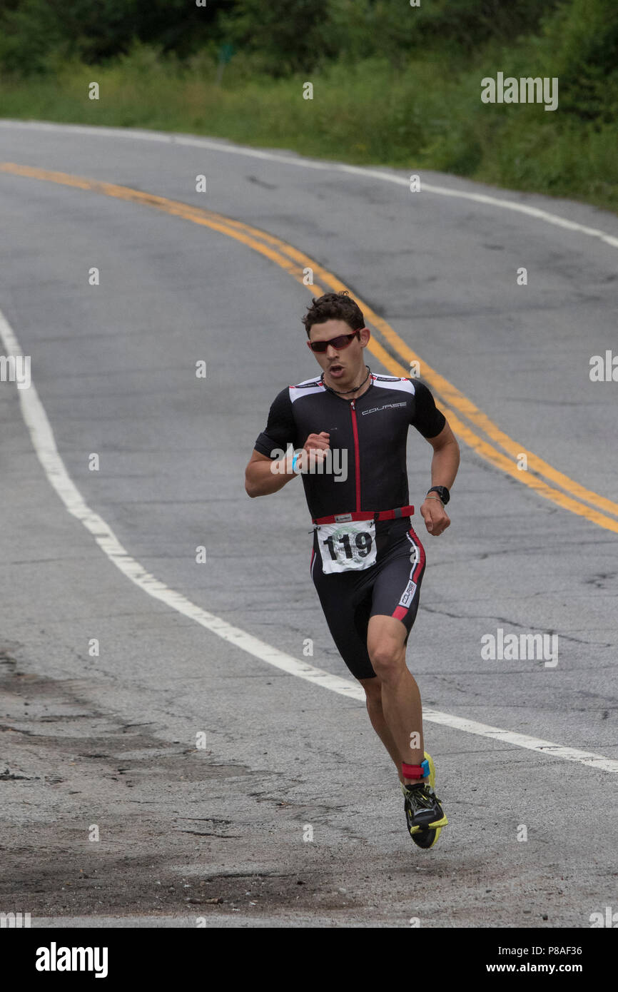 Chris Hague during the first run segment at the 2018 Hague Endurance Festival Duathlon Stock Photo