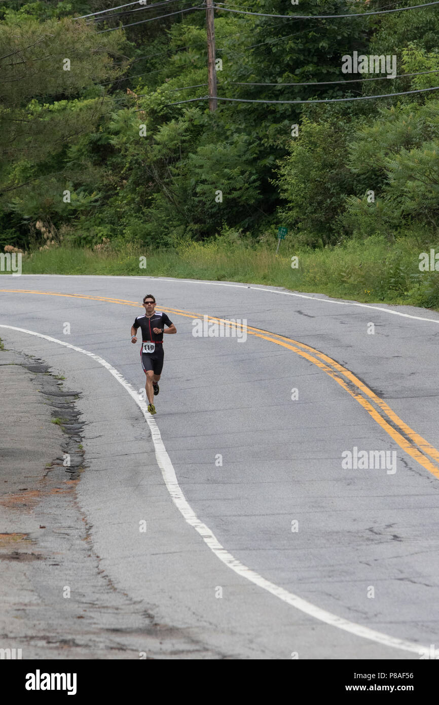 Chris Hague during the first run segment at the 2018 Hague Endurance Festival Duathlon Stock Photo