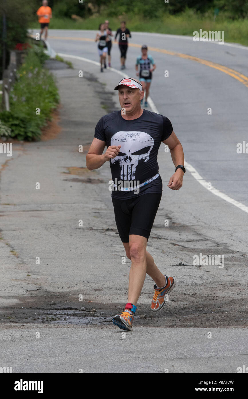 Troy Weaver during the first run segment at the 2018 Hague Endurance Festival Duathlon Stock Photo