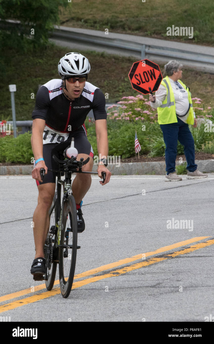 Chris Hague during the bike segment at the 2018 Hague Endurance Festival Duathlon Stock Photo