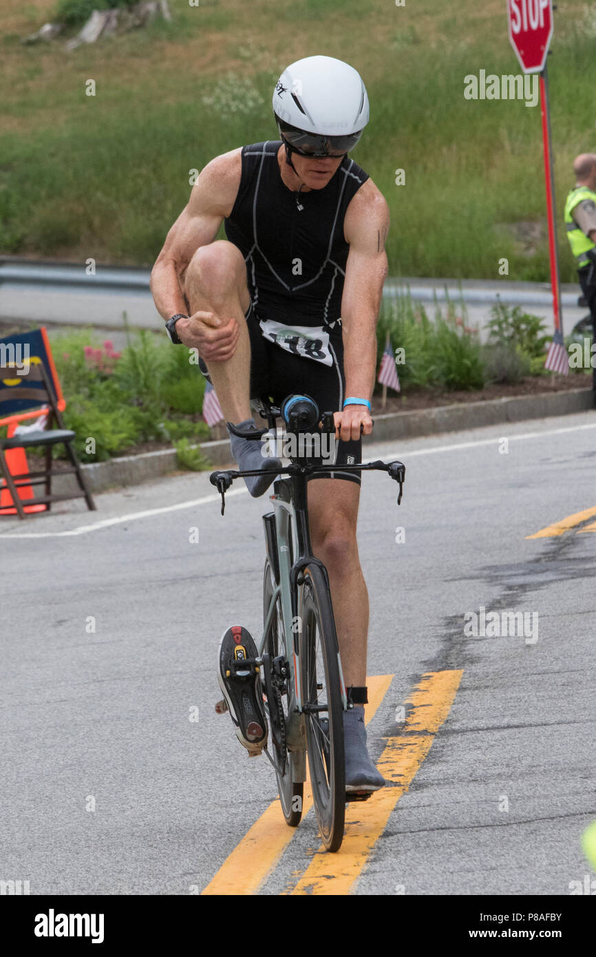 Robert Scheungrab during the bike segment at the 2018 Hague Endurance Festival Duathlon Stock Photo