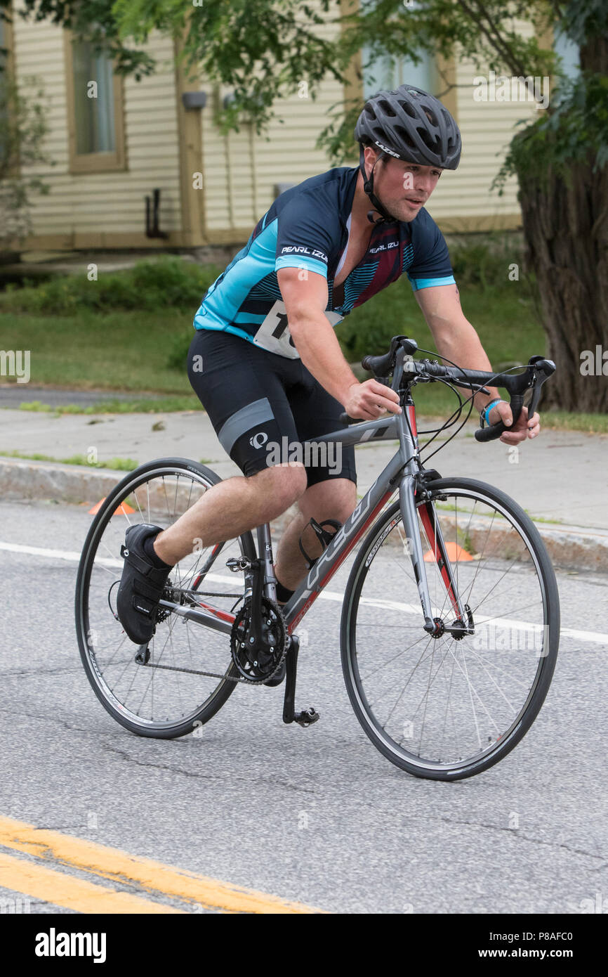 Patrick Wallace during the bike segment at the 2018 Hague Endurance Festival Duathlon Stock Photo
