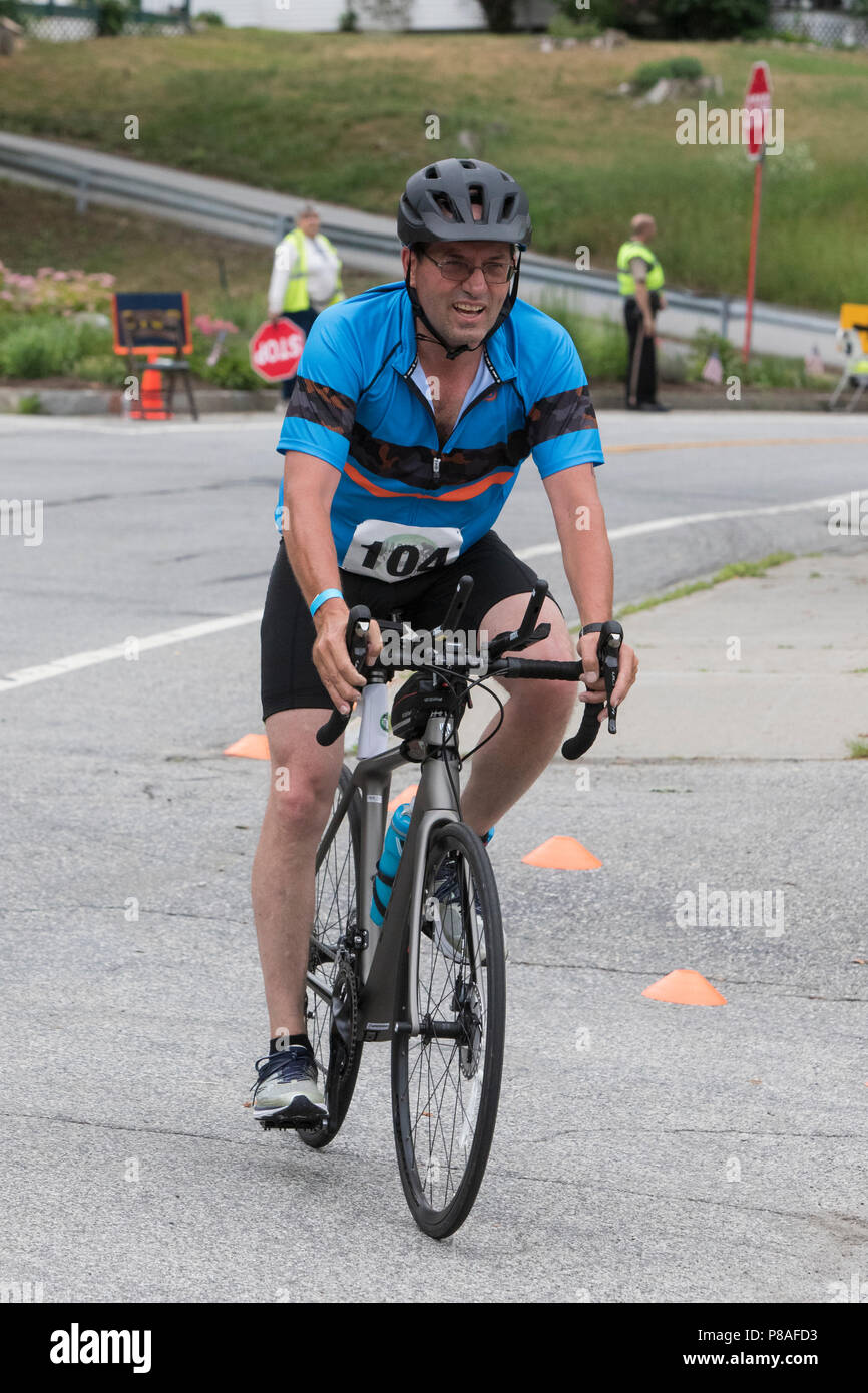 Martin Hanehan during the bike segment at the 2018 Hague Endurance Festival Duathlon Stock Photo