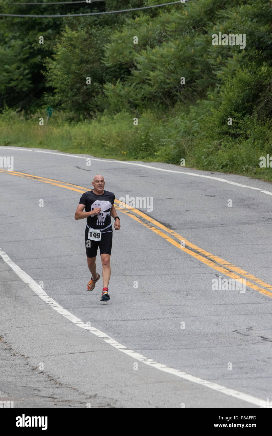 Troy Weaver during the second run segment at the 2018 Hague Endurance Festival Duathlon Stock Photo
