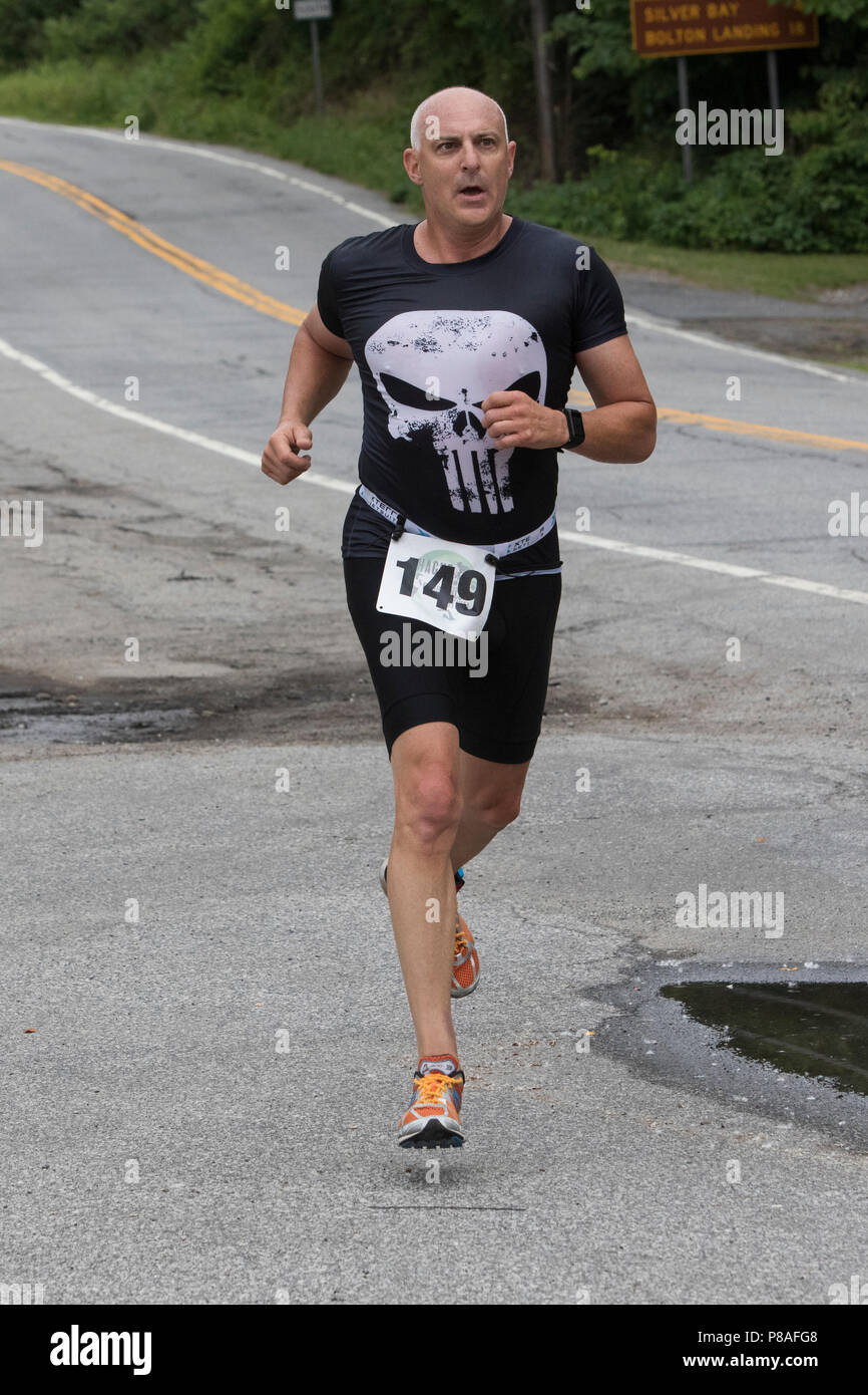 Troy Weaver during the second run segment at the 2018 Hague Endurance Festival Duathlon Stock Photo