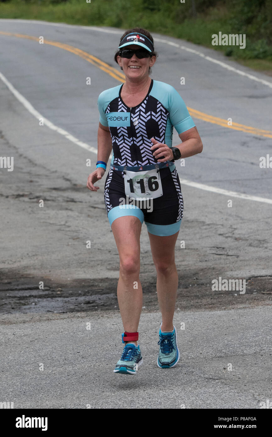 Michelle Gillian during the second run segment at the 2018 Hague Endurance Festival Duathlon Stock Photo