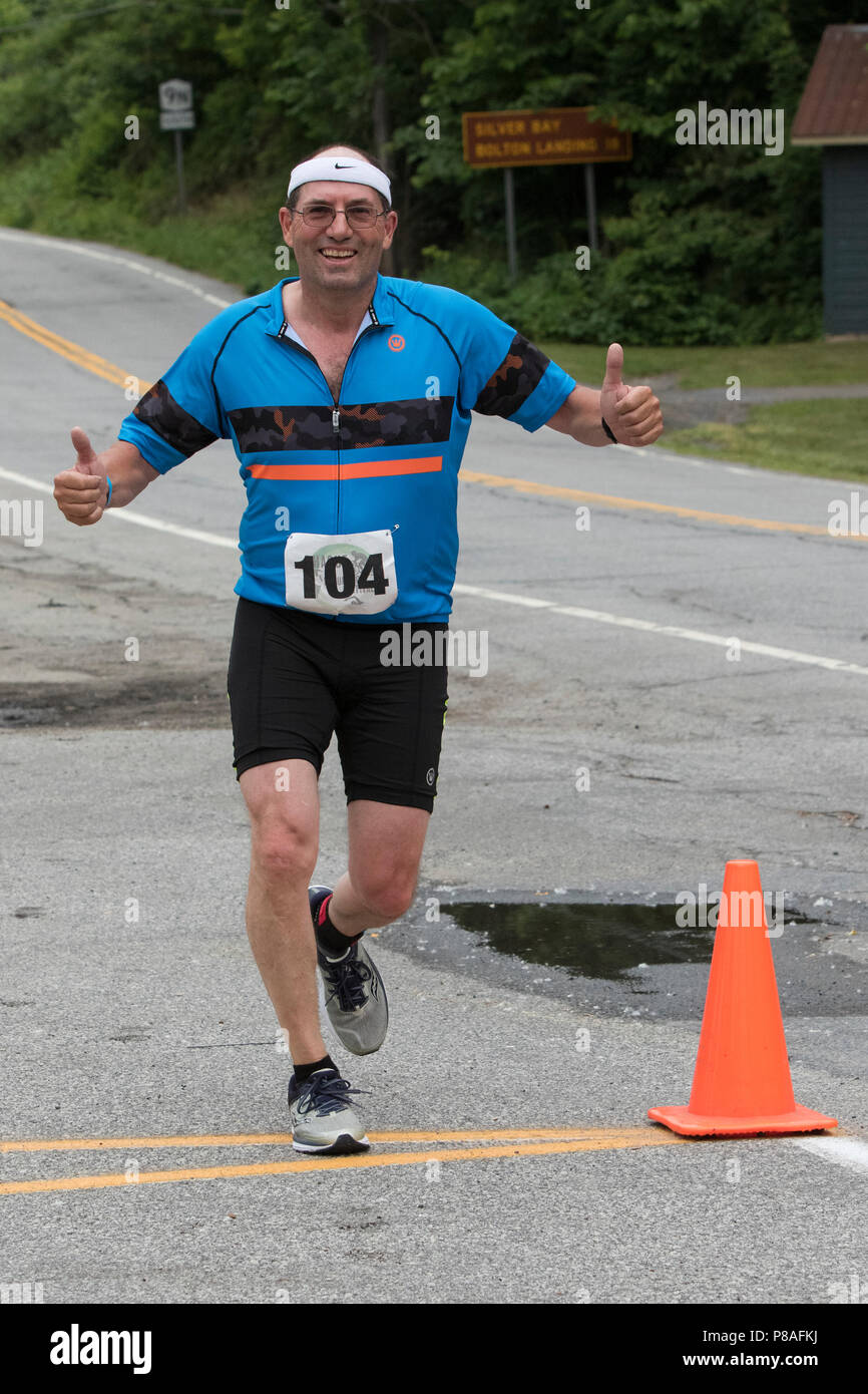 Martin Hanehan during the second run segment at the 2018 Hague Endurance Festival Duathlon Stock Photo