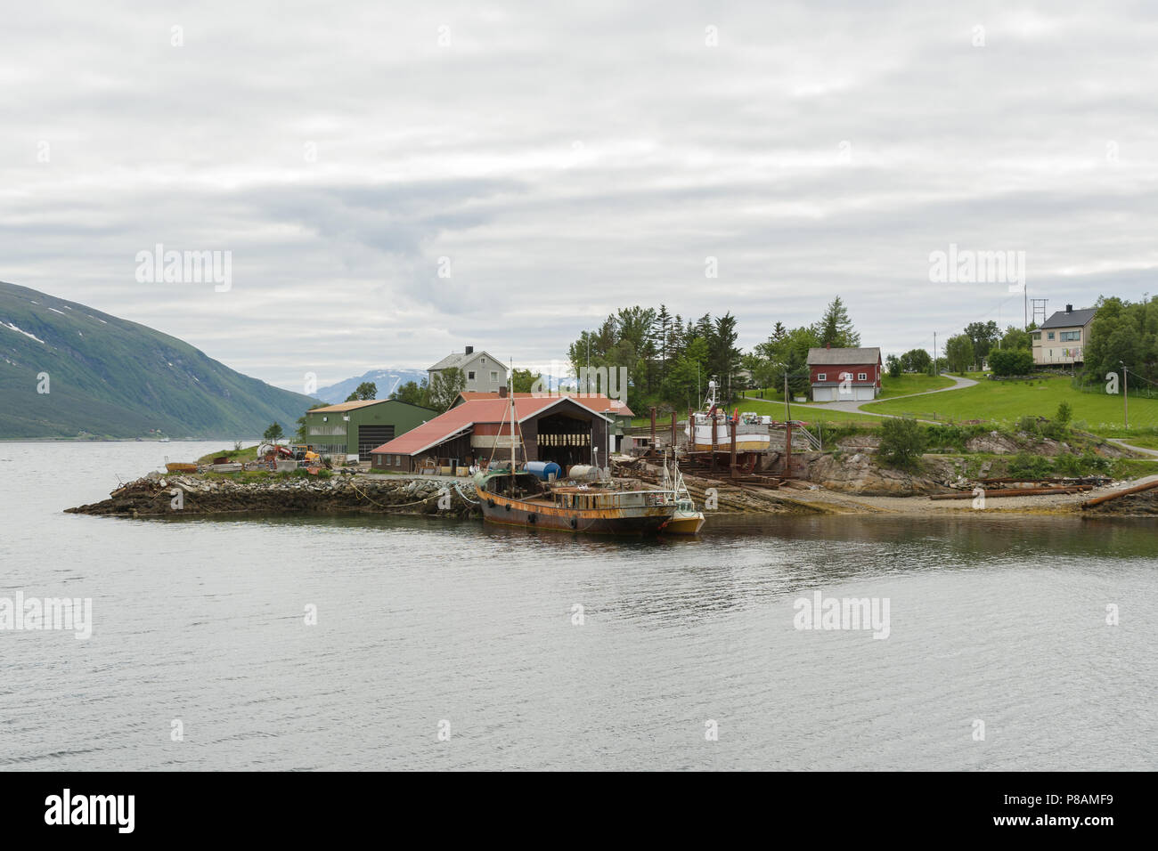 Boat ramp in Korsfjorden, Alta, Norway. Stock Photo