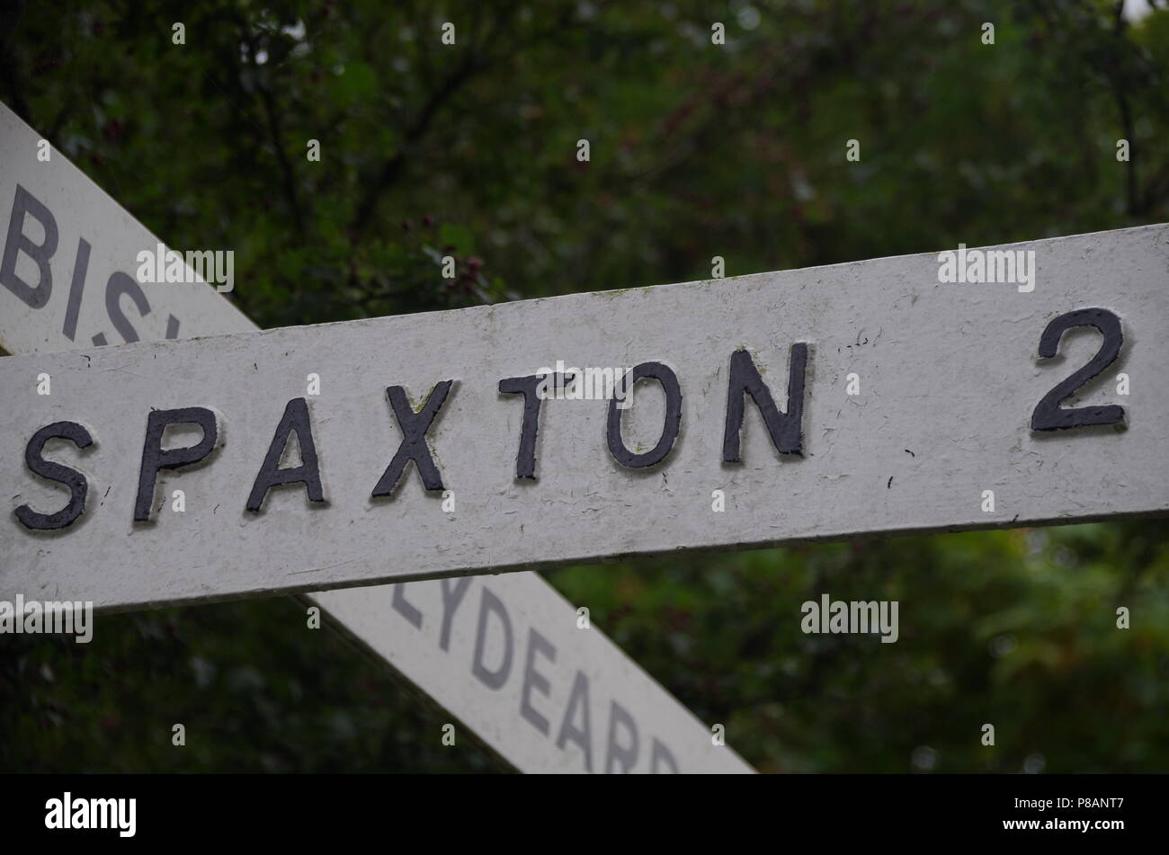 Spaxton sign. John o' groats (Duncansby head) to lands end. End to end trail. Exmoor. Somerset  England. UK Stock Photo