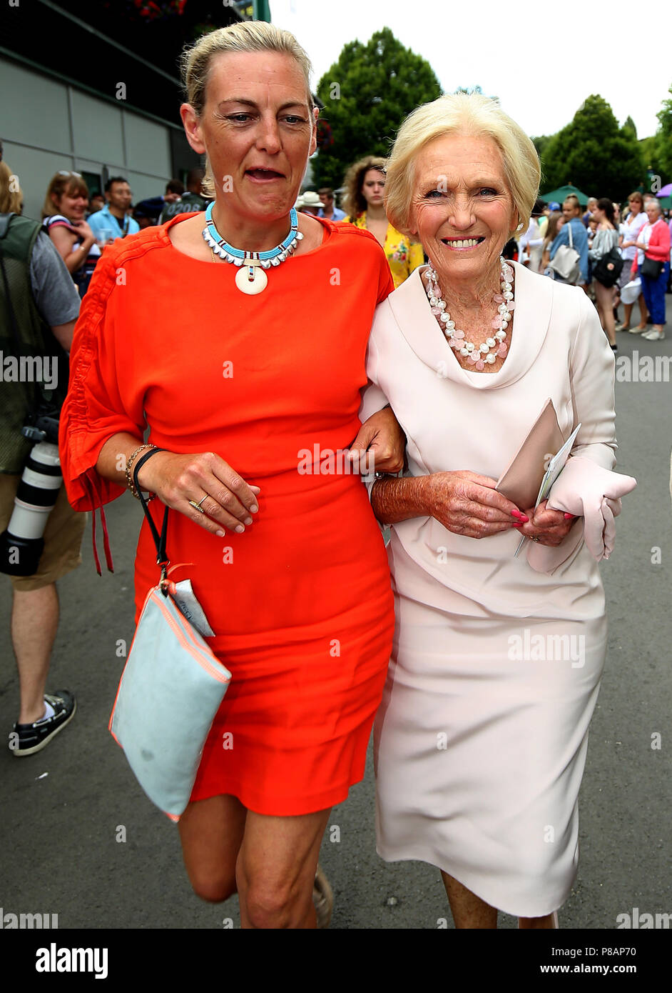 Mary Berry (right) and Annabel Bosher arrive on day eight of the