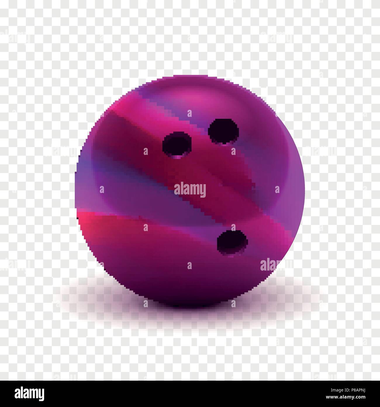 Vector illustration realistic 3D striped pink bowling ball. Isolated on